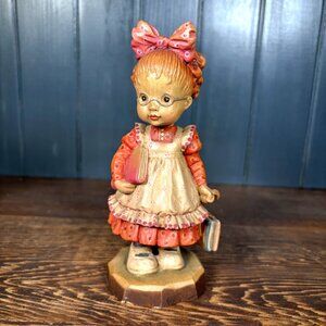 Vintage ANRI "Off to School" Hand Carved Wood Figurine from Sarah Kay Art